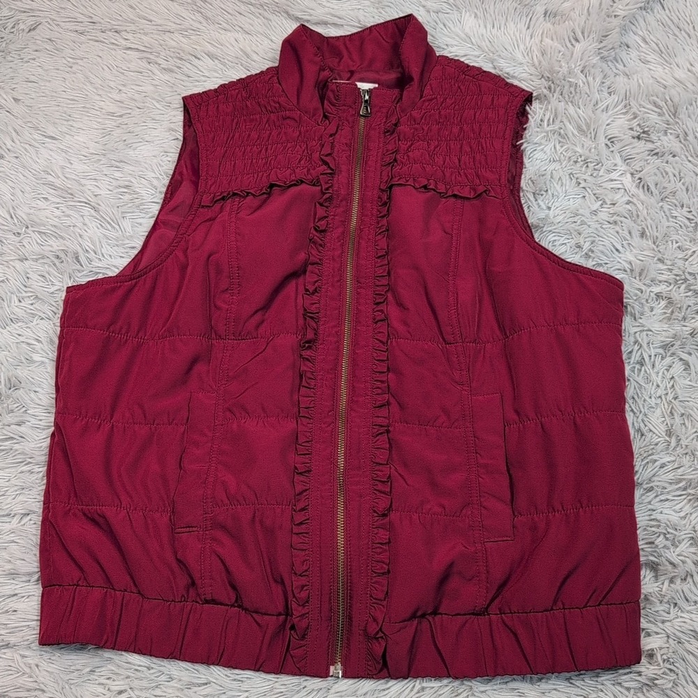 Christopher & Banks Vest Womens XL  Pockets‎ Comfort Casual Zip Up Preppy